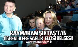 Kaymakam Rüveyda Kahraman Şıktaş’tan öğrencilere sağlık elçisi belgesi!