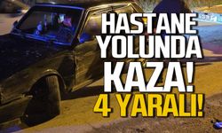 Hastane yolunda kaza yaptı. 4 kişi yaralandı