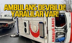 Ambulans devrildi. Yaralılar var.