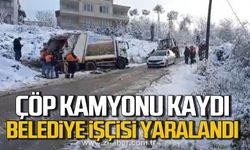 Bartın'da çöp kamyonu geriye kaydı. Belediye işçisi yaralandı.