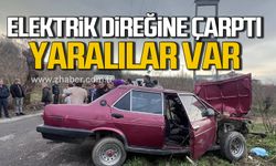 Alaplı'da otomobil elektrik direğine çarptı. Yaralılar var