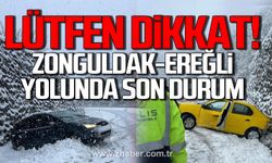 Zonguldak- Ereğli yolunda son durum. Buz pistine döndü