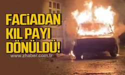 Karabük'te park halindeki otomobil yandı