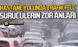 Zonguldak'ta hastane yolunda trafik felç. Sürücülerin zor anları.