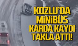 Kozlu'da karda kayan minibüs takla attı