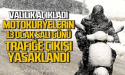 Zonguldak’ta 13 Ocak Salı günü motokuryelerin trafiğe çıkışı yasaklandı