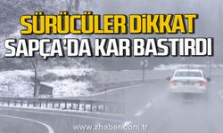 Sürücüler dikkat. Sapça'da kar bastırdı.