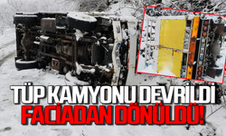 Faciadan dönüldü: Tüp kamyonu devrildi!