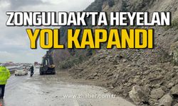 Zonguldak Kdz. Ereğli'de heyelan. Yol kapandı.