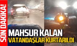 Kar yağışı bastırdı vatandaşlar yolda mahsur kaldı