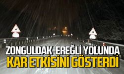 Zonguldak-Ereğli yolunda kar yağışı etkisini gösterdi