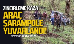 Kdz.Ereğli'de üç araç birbirine girdi; 1'i şarampole yuvarlandı