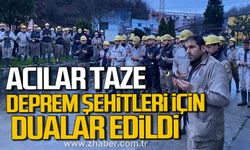 Kahraman madenciler deprem şehitleri için Kuran-ı Kerim okuyarak dua etti.