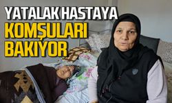 Zonguldak'ta yalnız yaşayan yatalak kadına komşuları sahip çıkıyor