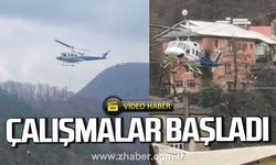 Zonguldak'ta TEİAŞ'a ait helikopter bölgede çalışmalara başladı.