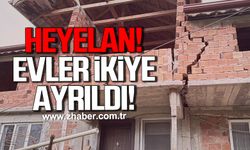 Bartın'da heyelan. Evler ikiye ayrıldı