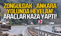 Zonguldak Ankara yolunda heyelan! Araçlar kaza yaptı