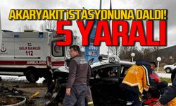 Akaryakıt istasyonuna daldı... 5 yaralı