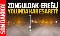 Zonguldak-Ereğli yolunda kar-fırtına esareti!