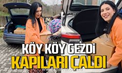 Zonguldak'ta Safiye Karaarslan köy köy gezdi. İhtiyaç sahibi ailelerin kapılarını çaldı.