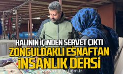 Zonguldaklı esnaftan insanlık dersi. Halıdan çıkan altınları sahibine teslim etti