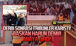 Maç sonrası tribünler karıştı. Harun Demir araya girdi