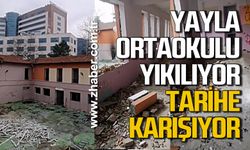 Yayla Ortaokulu yıkım çalışmaları yoğunlaştı