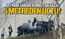 Bartın’da kontrolden çıkan araç 5 metreden düştü