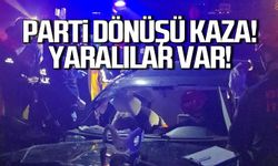 Zonguldak'ta partiden dönen araç kaza yaptı