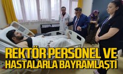 BEUN Rektörü İsmail Hakkı Özölçer personel ve hastalarla bayramlaştı