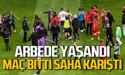 Maç bitti saha karıştı: Futbolcular arasında arbede!
