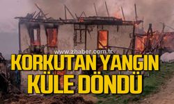 Karabük'te korkutan yangın. 2 katlı ahşap ev küle döndü
