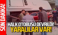 Bartın’da halk otobüsü otomobilin üzerine devrildi; yaralılar var