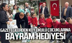Zonguldak'ta gazetecilerden köy okulu çocuklarına bayram hediyesi