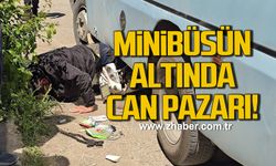 Minibüsün altında can pazarı: Motosikletliyi ekipler zamanla yarışarak kurtardı