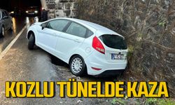 Kozlu Değirmenağzı tünelde kontrolden çıkan araç duvara çarptı