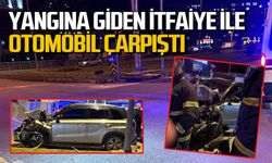 Yangına giden itfaiye ile otomobil çarpıştı