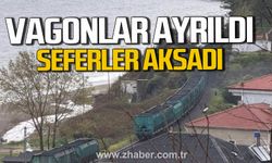 Zonguldak'ta trenin vagonları ayrıldı. Seferler aksadı.