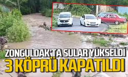 Zonguldak'ta dere sularının yükselmesi nedeniyle üç köydeki köprüler ulaşıma kapatıldı