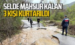 Selde mahsur kalan 3 kişi kurtarıldı