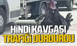 Karabük’te hindi kavgası trafiği durdurdu.