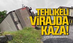 Ereğli'de virajı alamayan kamyonet devrildi, sürücüsü yaralandı