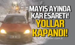 Bolu-Kıbrıscık yolunda mayıs ayında kar esareti