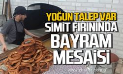 Devrek'te simit fırınında yoğun bayram mesaisi.