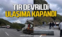 Kdz. Ereğli'de tır devrildi. Yol ulaşıma kapandı.