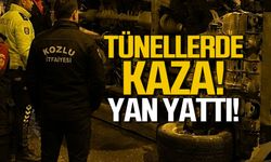 Değirmenağzı'nda kaza... Araç yan yattı