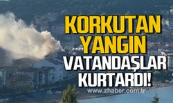 Amasra'da çatı yangını: Evlerindeki çifti vatandaşlar kurtardı
