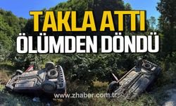 Alaplı'da otomobil takla attı. Sürücü ölümden döndü.