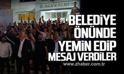 Zonguldak Belediyesi önünde yemin edip mesaj verdiler