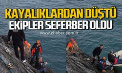 Zonguldak'ta balık tutmak isterken kayalıklardan düştü. Ekipler seferber oldu.